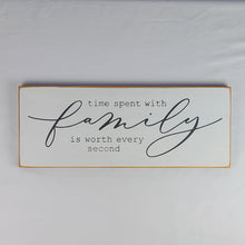 Load image into Gallery viewer, Time Spent With Family is Worth Every Second wooden Sign