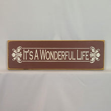 Load image into Gallery viewer, It's a Wonderful Life Wooden Sign - Horizontal Filigree Wall Decor, 6x18 Inches, Rustic Holiday Sign