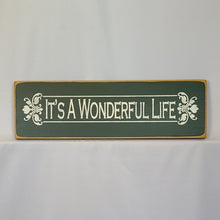 Load image into Gallery viewer, It's a Wonderful Life Wooden Sign - Horizontal Filigree Wall Decor, 6x18 Inches, Rustic Holiday Sign