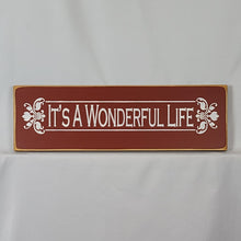 Load image into Gallery viewer, It's a Wonderful Life Wooden Sign - Horizontal Filigree Wall Decor, 6x18 Inches, Rustic Holiday Sign