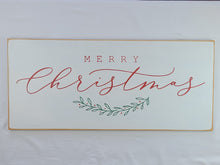 Load image into Gallery viewer, Merry Christmas Wooden Sign with Foliage - Rustic Vintage-Style Holiday Decor
