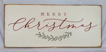 Load image into Gallery viewer, Merry Christmas Wooden Sign with Foliage - Rustic Vintage-Style Holiday Decor
