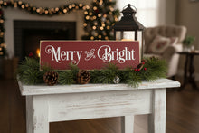Load image into Gallery viewer, Merry and Bright wooden sign
