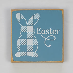 Easter Bunny Plaid Mini Wooden Sign