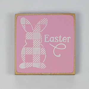 Easter Bunny Plaid Mini Wooden Sign