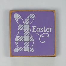 Load image into Gallery viewer, Easter Bunny Plaid Mini Wooden Sign
