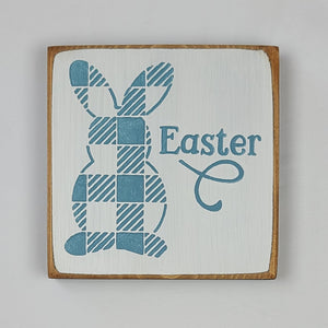 Easter Bunny Plaid Mini Wooden Sign