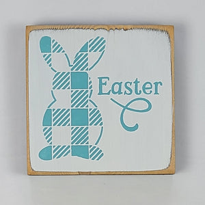 Easter Bunny Plaid Mini Wooden Sign