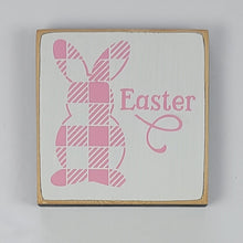 Load image into Gallery viewer, Easter Bunny Plaid Mini Wooden Sign
