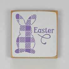 Load image into Gallery viewer, Easter Bunny Plaid Mini Wooden Sign
