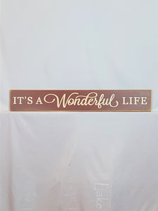 Rustic It's a Wonderful Life Wooden Sign - 6 x 36 Inches - 10 x 60 Inches - Farmhouse Holiday Decor -Festive Christmas Wall Art