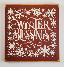 Load image into Gallery viewer, Winter Blessings Snowflake Wooden Sign - 12x12 Rustic Farmhouse Winter Decor
