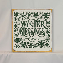 Load image into Gallery viewer, Winter Blessings Snowflake Wooden Sign - 12x12 Rustic Farmhouse Winter Decor
