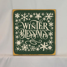 Load image into Gallery viewer, Winter Blessings Snowflake Wooden Sign - 12x12 Rustic Farmhouse Winter Decor
